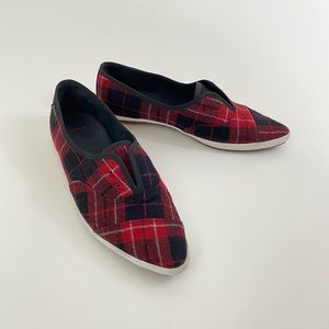 SOLD Buffalo Plaid Slip-On Sneakers Flats Sanuk
